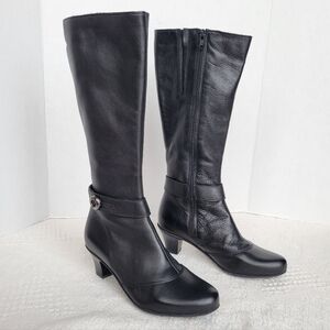 La Canadienne, Leather Zip-Up Knee High Small Heeled, Waterproof, Black Boot